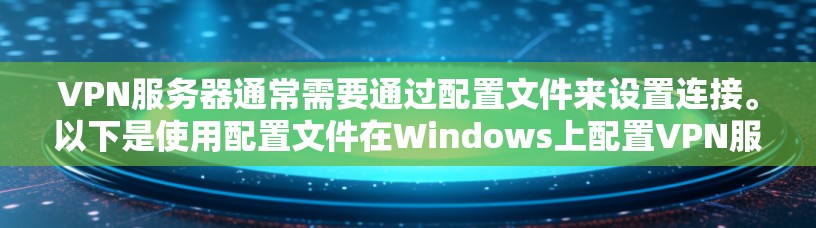 VPN服务器通常需要通过配置文件来设置连接。以下是使用配置文件在Windows上配置VPN服务器的步骤