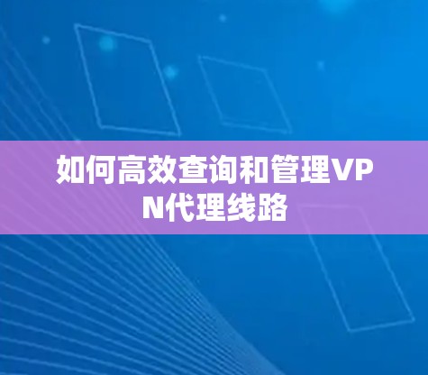 如何高效查询和管理VPN代理线路