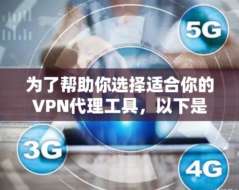 为了帮助你选择适合你的VPN代理工具,以下是一个结构化且详细的信息指南 为了帮助你选择适合你的VPN代理工具,以下是一个结构化且详细的信息指南
